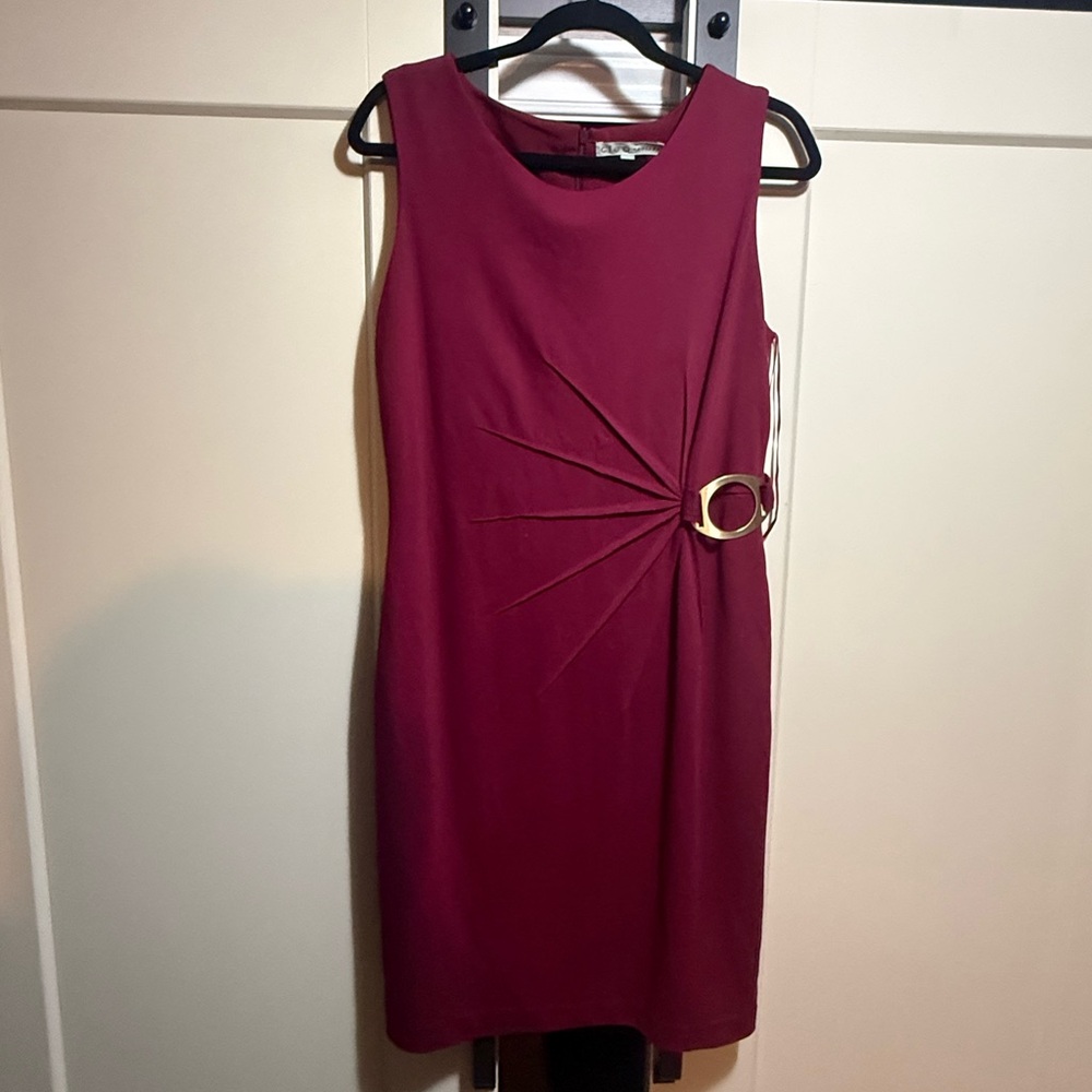 CLEO Burgundy Dress with Gold Accent